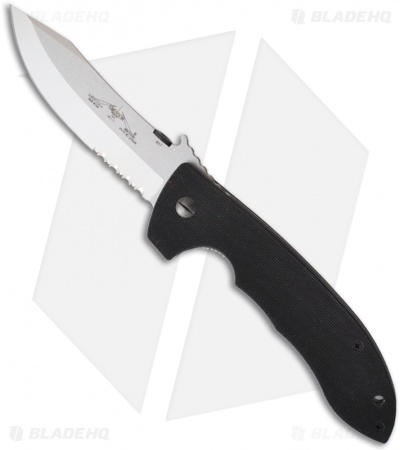 Emerson Super CQC-8 SFS Bowie Folding Knife (4.3" Stonewash Serr)