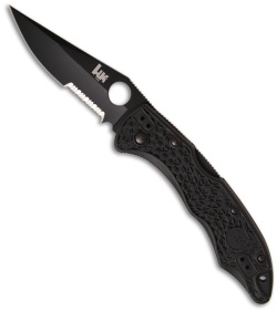 H&K Pika II Knife Clip Point Folding Blade (3.5" Black Serr) 14402SBK
