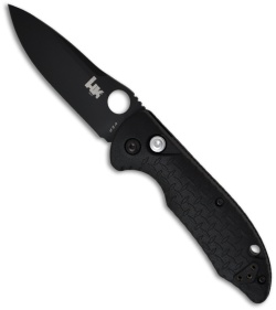 H&K Soldat Knife Drop-Point Tactical Folder (3.3" Black Plain) 14411BK