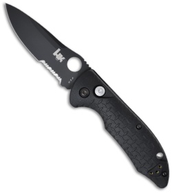 H&K Soldat Knife Drop-Point Tactical Folder (3.3" Black Serr) 14411SBK