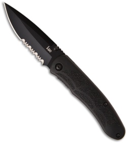 H&K Benchmade P30 Knife Drop Point Liner Lock Blade (2.9" Black Serr) 14650SBT