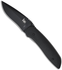 H&K Fugitive Knife Drop-Point Tactical Folder (3.17" Black Plain) 14950BK