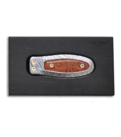 Lion Steel Etched Titanium Gentleman's Pocket Money Clip w/ Briar Wood Insert