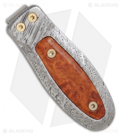 Lion Steel Etched Titanium Gentleman's Pocket Money Clip w/ Briar Wood Insert