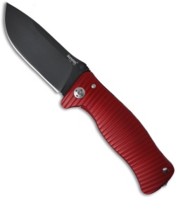 Lion Steel Knives SR1AL Knife Red Aluminum Folding (3.7" Black Plain)