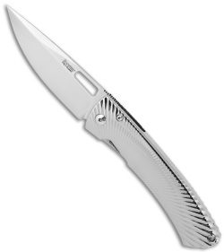 LionSteel TiSpine Folding Knife Polished Gray Titanium (3.35" Satin)
