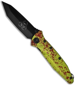 Microtech Socom Delta Zombie Green Tanto Folding Knife (4" Black Plain) A163-1Z