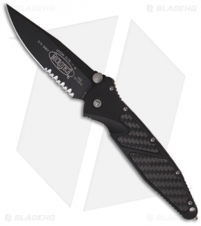 Microtech Socom Elite M/A Folding Knife Carbon Fiber (4" Black Serr) 160-2CF