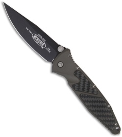 Microtech Green Socom Elite M/A Knife w/ Carbon Fiber (4" Black Plain) 160-1GR