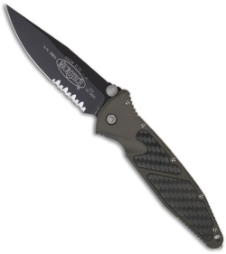 Microtech Green Socom Elite M/A Knife w/ Carbon Fiber (4" Black Serr) 160-2GR