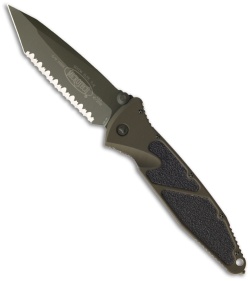 Microtech Socom Elite M/A Tanto Green Folding Knife (4" OD Full Serr) 161-3GRG