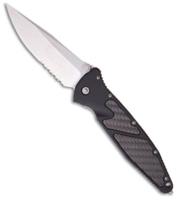 Microtech Socom Elite M/A Folding Knife Carbon Fiber (4" Stonewash Serr) 160-11