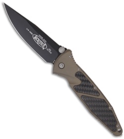 Microtech Tan Socom Elite M/A Knife w/ Carbon Fiber (4" Black Plain) 160-1TA