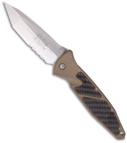 Microtech Tan Socom Elite M/A Tanto Knife Carbon Fiber (4" SW Serr) 161-11TA