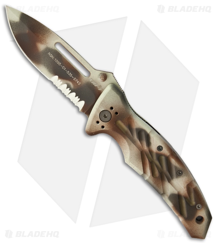 Ontario Extreme Military XM1 Folding Knife Desert Camo (3.38" Serr