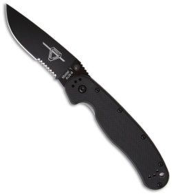 Ontario RAT Model 1 Knife Folder Black Handle (3.625" Black Serr) 8847BS