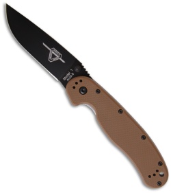 Ontario RAT Model 1 Knife Folder Coyote Brown Handle (3.625" Black Plain) 8846CB