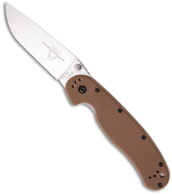Ontario RAT Model 1 Knife Folder Coyote Brown Handle (3.625" Satin Plain) 8848CB