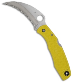 Spyderco Spyderhawk Salt Yellow FRN Folder Pocket Knife (Satin SER) C77SYL