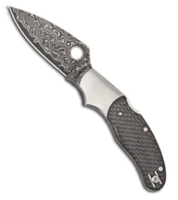 Spyderco Caly 3 Sprint Carbon Fiber Damascus Knife (3" Plain) C113CFPD