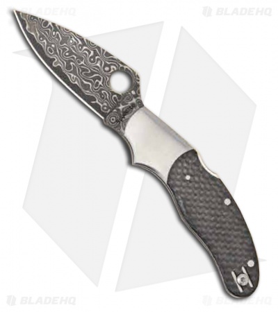 Spyderco Caly 3 Sprint Carbon Fiber Damascus Knife (3" Plain) C113CFPD