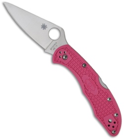 Spyderco Pink Delica 4 FRN Manual Folding Pocket Knife (Satin PLN) C11FPPN
