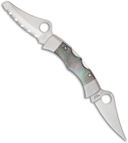 Spyderco Micro Dyad Knife Black Pearl Folder (1.97" Plain & Serr) C112P&SBP