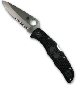 Spyderco Endura 4 Black FRN Folding Pocket Knife (3.75" Satin Serr) C10PSBK