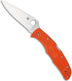Spyderco Endura 4 Flat Ground Orange FRN Knife (3.75" Satin Plain) C10FPOR
