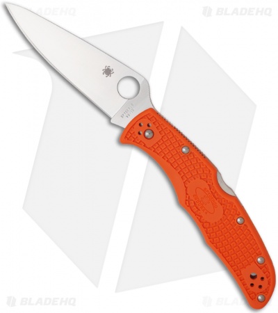 Spyderco Endura 4 Knife Flat Ground Orange FRN (3.75" Satin Plain) C10FPOR