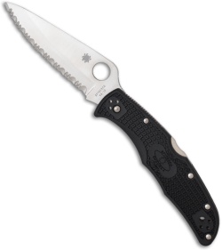 Spyderco Endura 4 Black FRN Folding Pocket Knife (3.75" Satin Serr) C10SBK