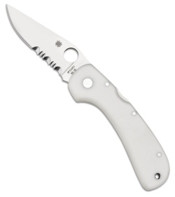 Spyderco Goddard Jr White Micarta Folding Knife (Satin Serr) C18WMPS