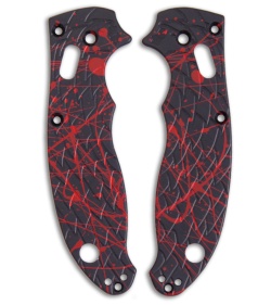 Black w/ Red Blood Aluminum Replacement Scales for Spyderco Manix 2