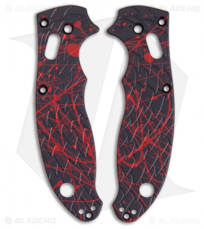 Custom Black w/ Red Blood Aluminum Replacement Scales for Spyderco Manix 2