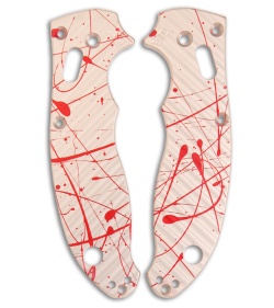 Silver w/ Red Blood Aluminum Replacement Scales for Spyderco Manix 2