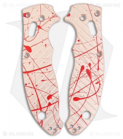Silver w/ Red Blood Aluminum Replacement Scales for Spyderco Manix 2