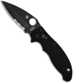 Spyderco Manix 2 G10 Tactical Folding Knife (3.375" Black Serr) C101GPSBBK2