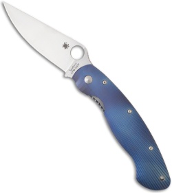 Spyderco Ti-Mil Military Knife w/ Fluted Titanium (4" Plain) C36TIFP