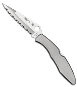 Spyderco Police Stainless Steel Folding Knife C07S (4.125" Satin Full Serr)