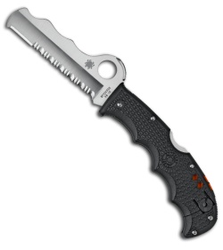 Spyderco Rescue Assist I Black FRN Folding Knife (3.69" Satin Serr) C79PSBK