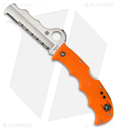 Spyderco Rescue Assist I Orange FRN Folding Knife (3.69" Satin Serr) C79PSOR