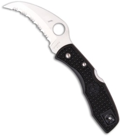 Spyderco Tasman Salt Knife Black FRN (2.94" Satin Serr) C106SBK