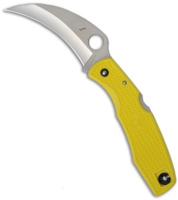 Spyderco Spyderhawk Salt Yellow FRN Folder Pocket Knife (Satin PLN) C77PYL