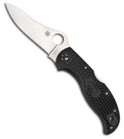 Spyderco Black Stretch FRN Folding Knife C90PBK (3.5" Satin Plain)