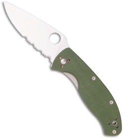 Spyderco Tenacious Folding Knife Green G-10 (3.375" Satin Serr) C122GPSGR
