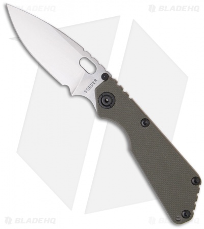 Strider Knives SnG Green G-10 Folding Knife (3.5" Stonewash Plain)