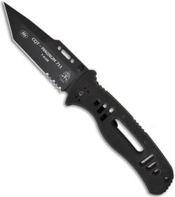 TOPS Knives CQT Magnum 711 Tanto Point Folder Knife (4.5" Black Serr)