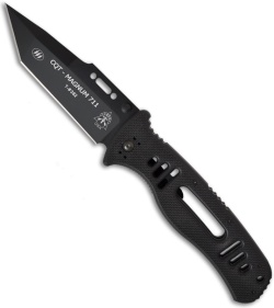 TOPS Knives CQT Magnum 711 Tanto Point Manual Folder Knife (4.5" Black Plain)