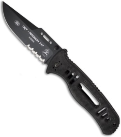 TOPS Knives CQT Magnum 747 Hunter's Point Manual Folder Knife (4.5" Black Serr)