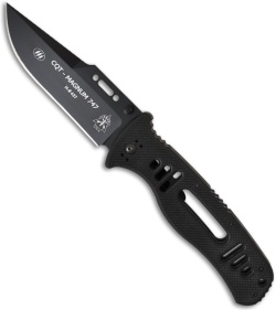 TOPS Knives CQT Magnum 747 Hunter's Point Manual Folder Knife (4.5" Black Plain)